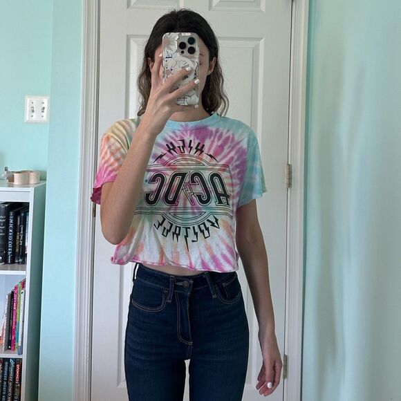 Forever 21 AC/DC wide cropped multicolored tee (S) - Picture 2 of 4